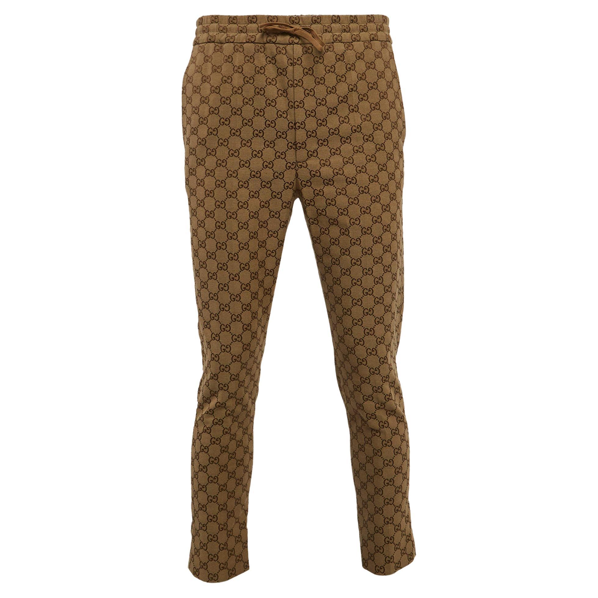 Gucci Brown Jacquard Canvas Track Hose XS im Angebot