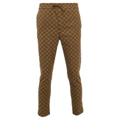 Used Gucci Brown Jacquard Canvas Track Trousers XS