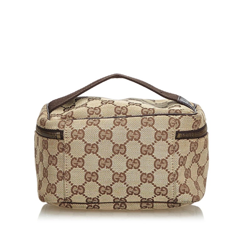Gucci Brown Jacquard Fabric GG Vanity Bag Italy w/ Dust Bag at 1stdibs