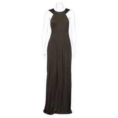 Gucci Brown Jersey Gathered Sleeveless Maxi Dress M