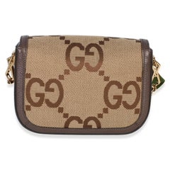 Gucci Brown Jumbo GG Textured Dollar Calfskin Horsebit 1955 Mini Bag