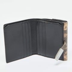 Gucci Brown Karung Leather Trifold Wallet