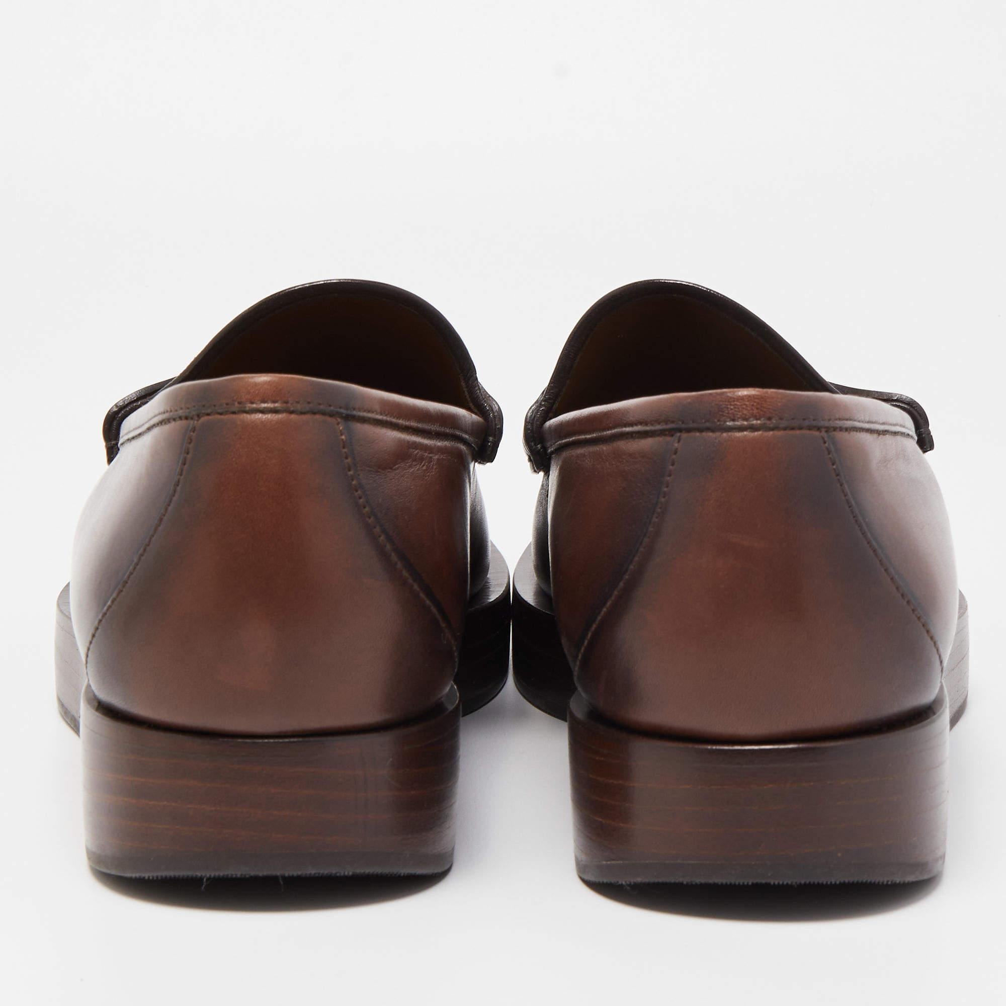 Black Gucci Brown Leather 1953 Horsebit Loafers Size 45