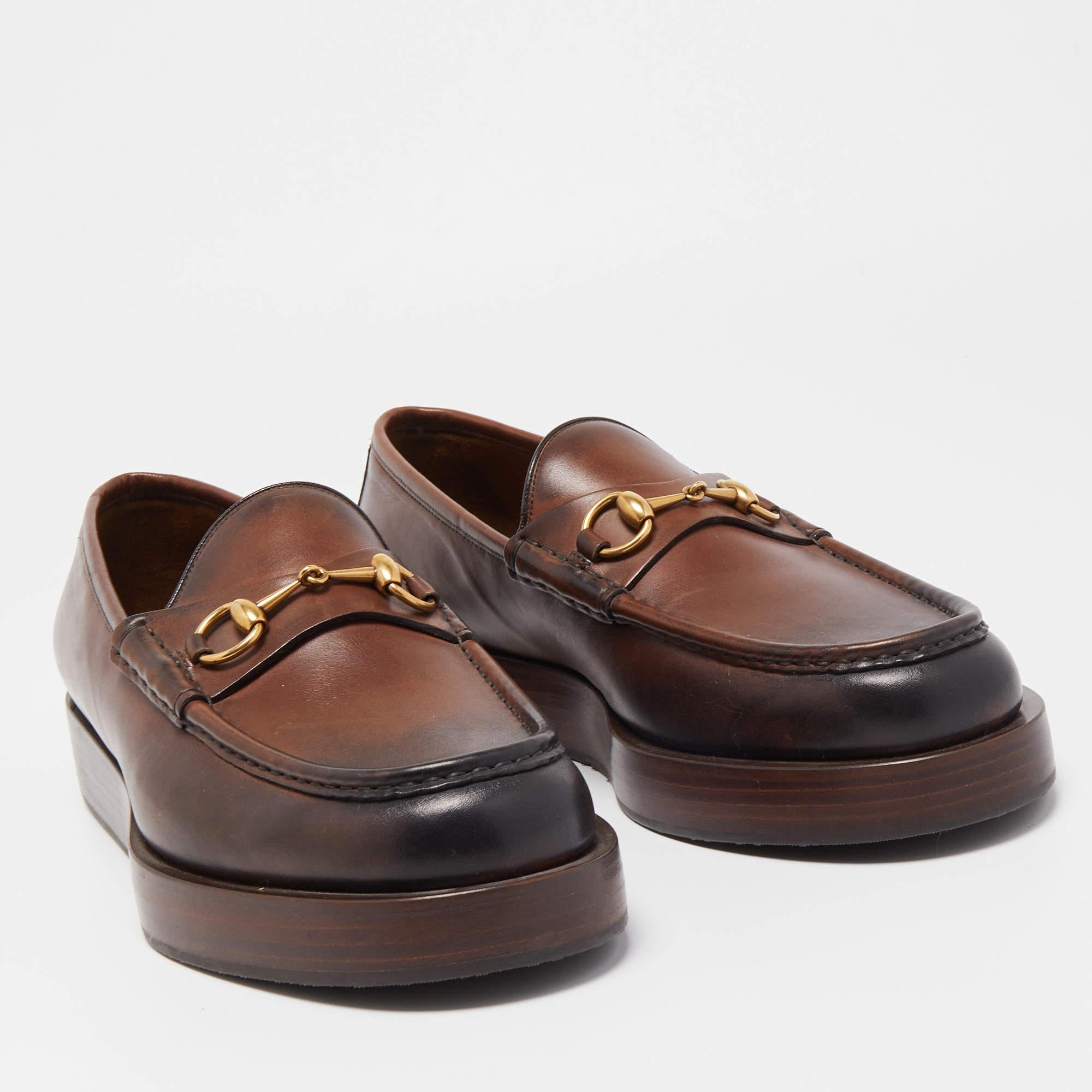 Men's Gucci Brown Leather 1953 Horsebit Loafers Size 45