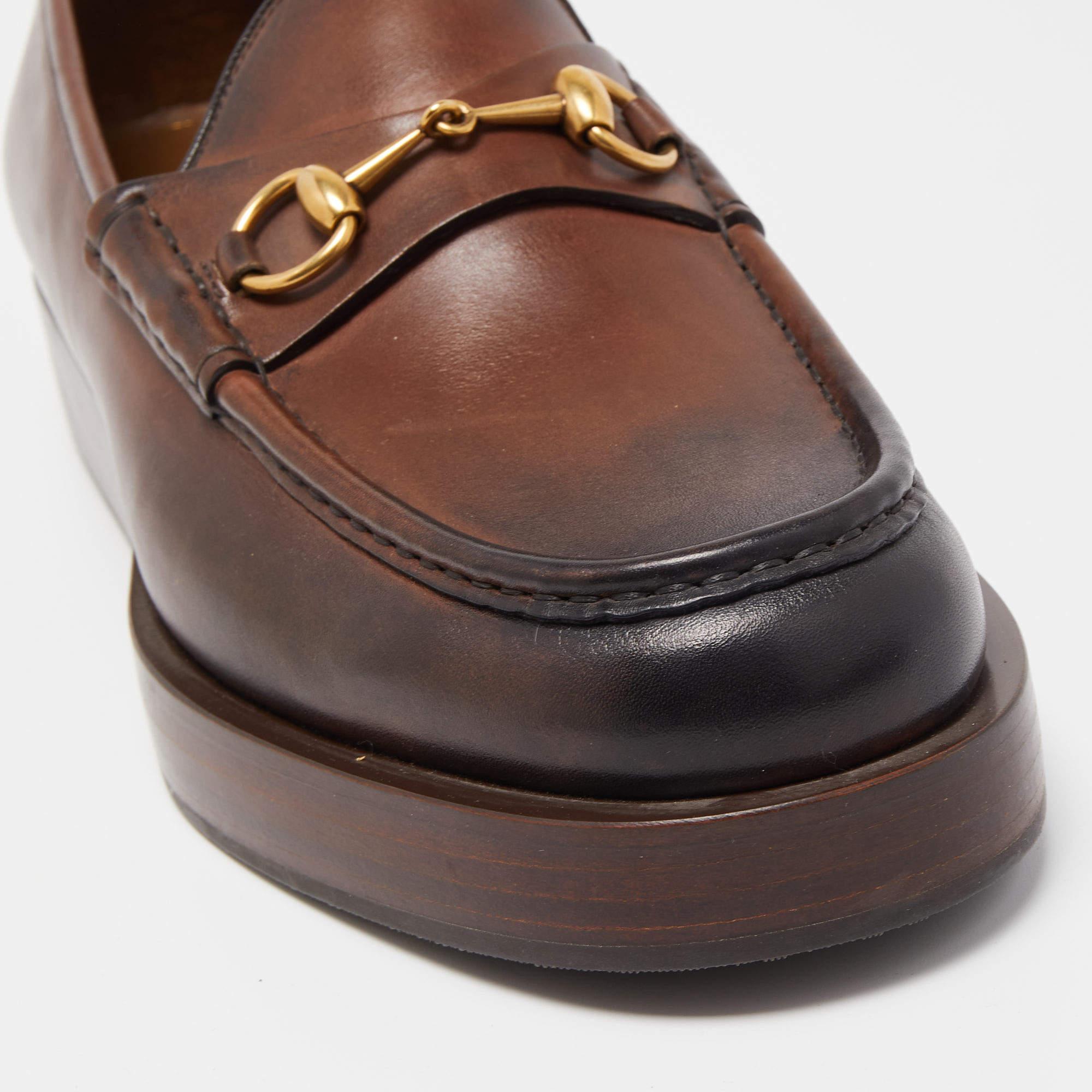 Gucci Brown Leather 1953 Horsebit Loafers Size 45 2