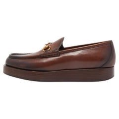 Gucci Brown Leather 1953 Horsebit Loafers Size 45