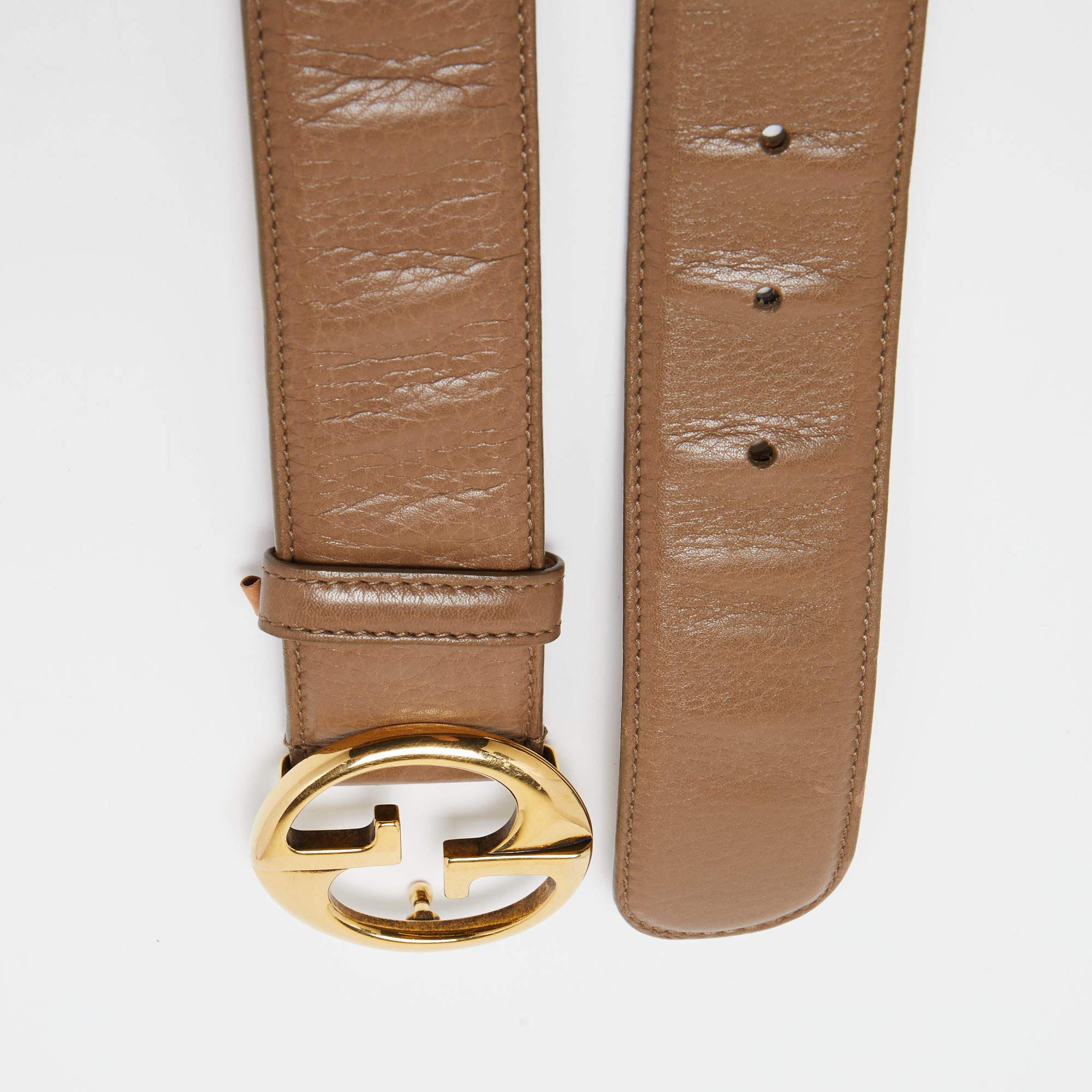 Gucci Brown Leather 1973 Logo Belt 95CM 2