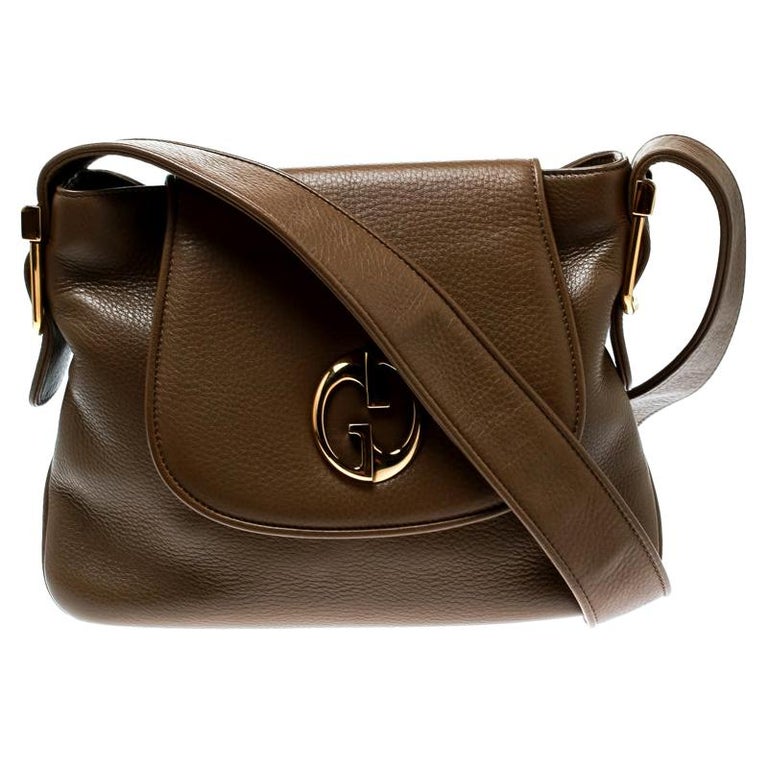 Gucci Brown Leather 1973 Shoulder Bag For Sale at 1stDibs