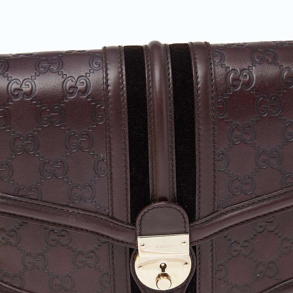 Gucci Brown Leather And Velvet Guccissima Treasure Flap Shoulder Bag 4