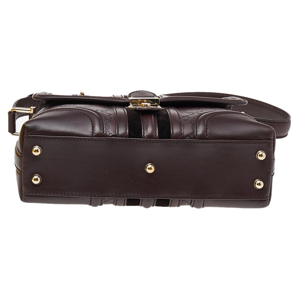 Black Gucci Brown Leather And Velvet Guccissima Treasure Flap Shoulder Bag