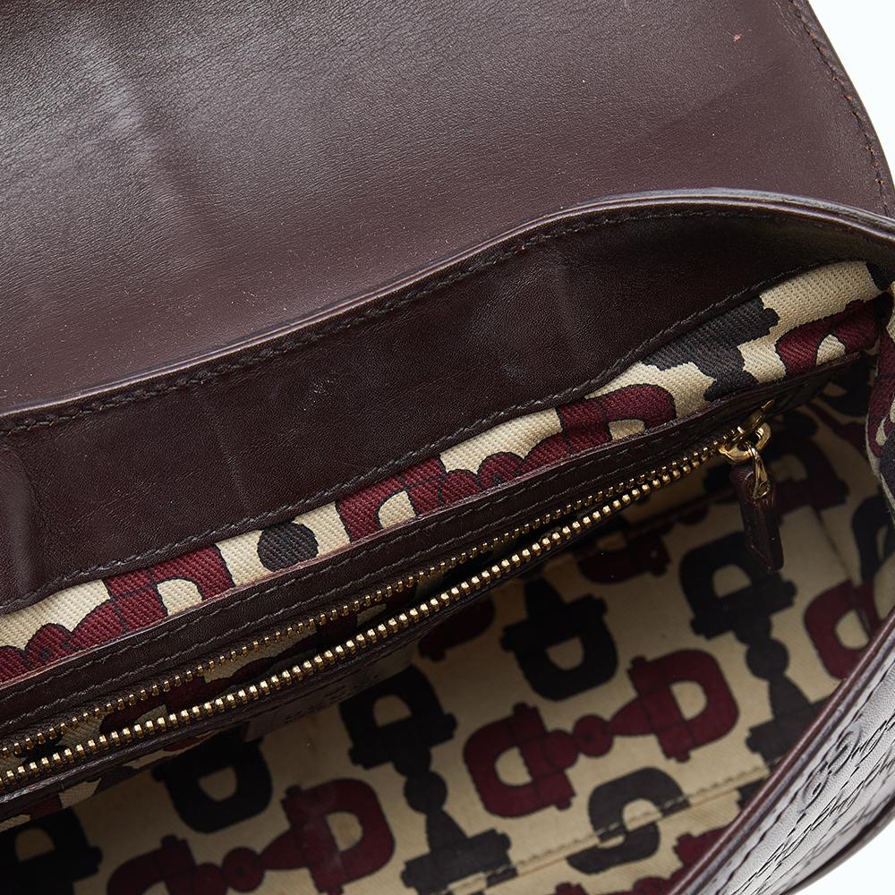 Gucci Brown Leather And Velvet Guccissima Treasure Flap Shoulder Bag In Good Condition In Dubai, Al Qouz 2