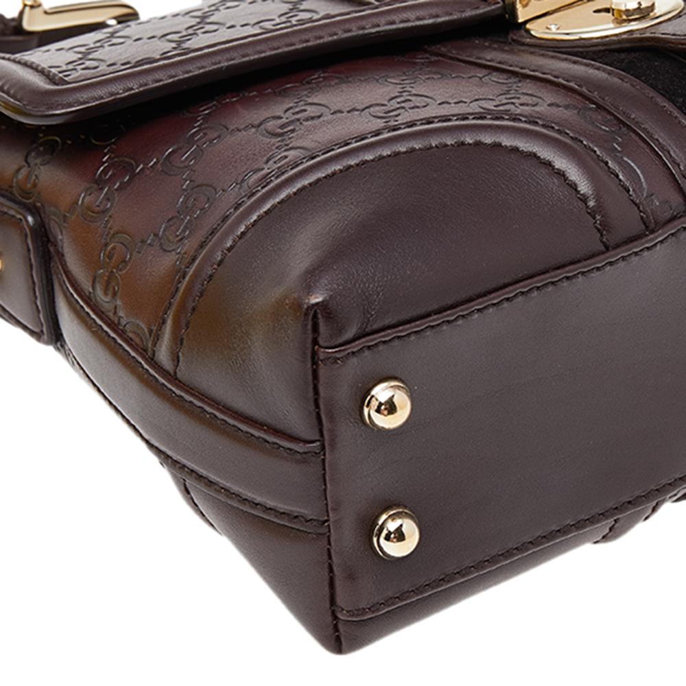Gucci Brown Leather And Velvet Guccissima Treasure Flap Shoulder Bag 1