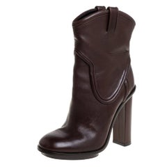 Gucci Brown Leather Ankle Boots Size 38.5