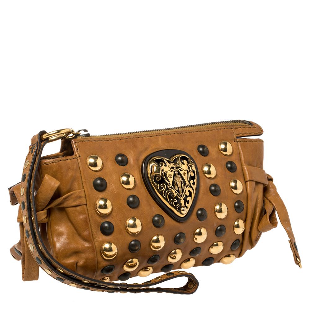 Women's Gucci Brown Leather Babouska Hysteria Clutch