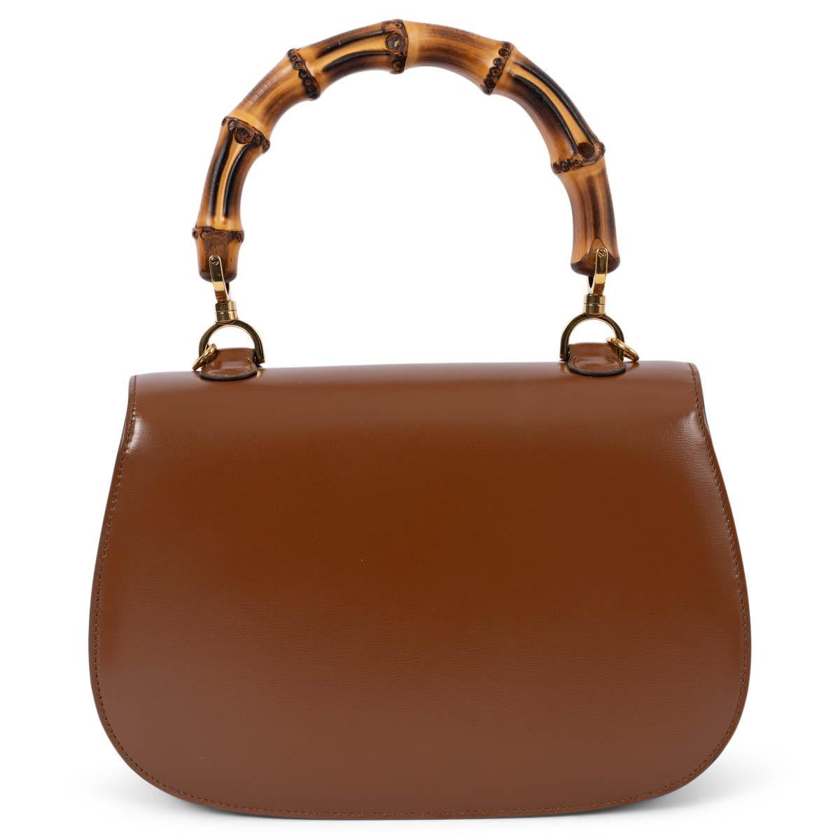 Women's GUCCI brown leather BAMBOO 1947 MEDIUM Top Handle Bag