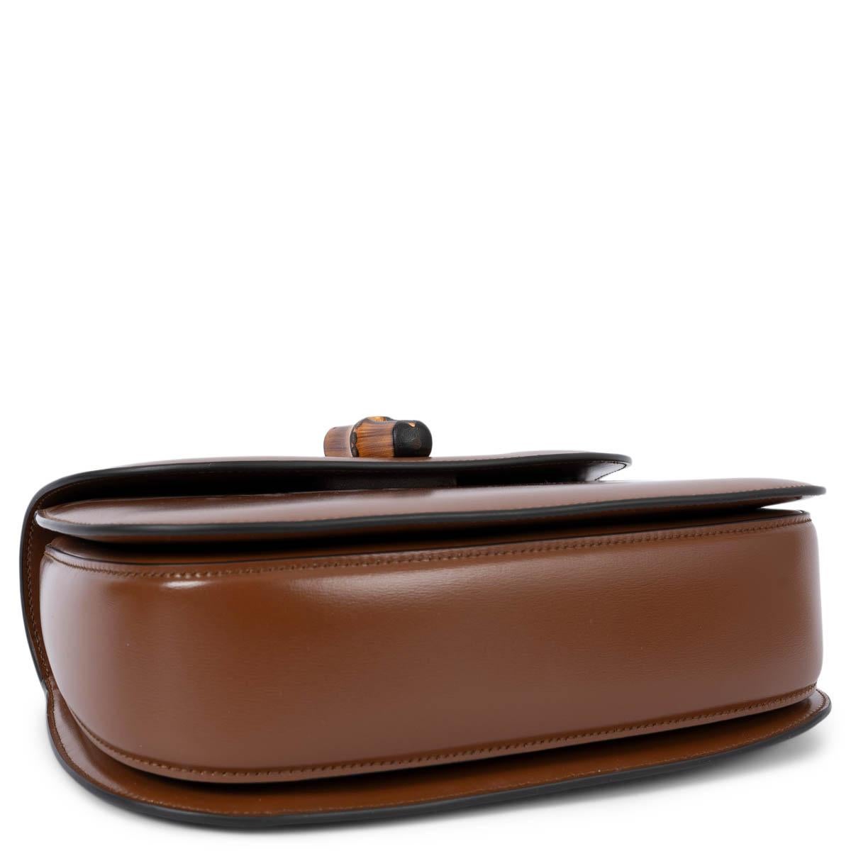 GUCCI brown leather BAMBOO 1947 MEDIUM Top Handle Bag 1