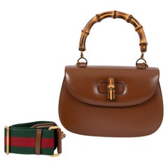 GUCCI - Sac à main en cuir marron BAMBOO 1947 MEDIUM