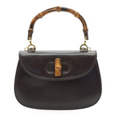 Gucci Brown Leather Bamboo 1947 Reedition 2 Way Small Top Handle Bag