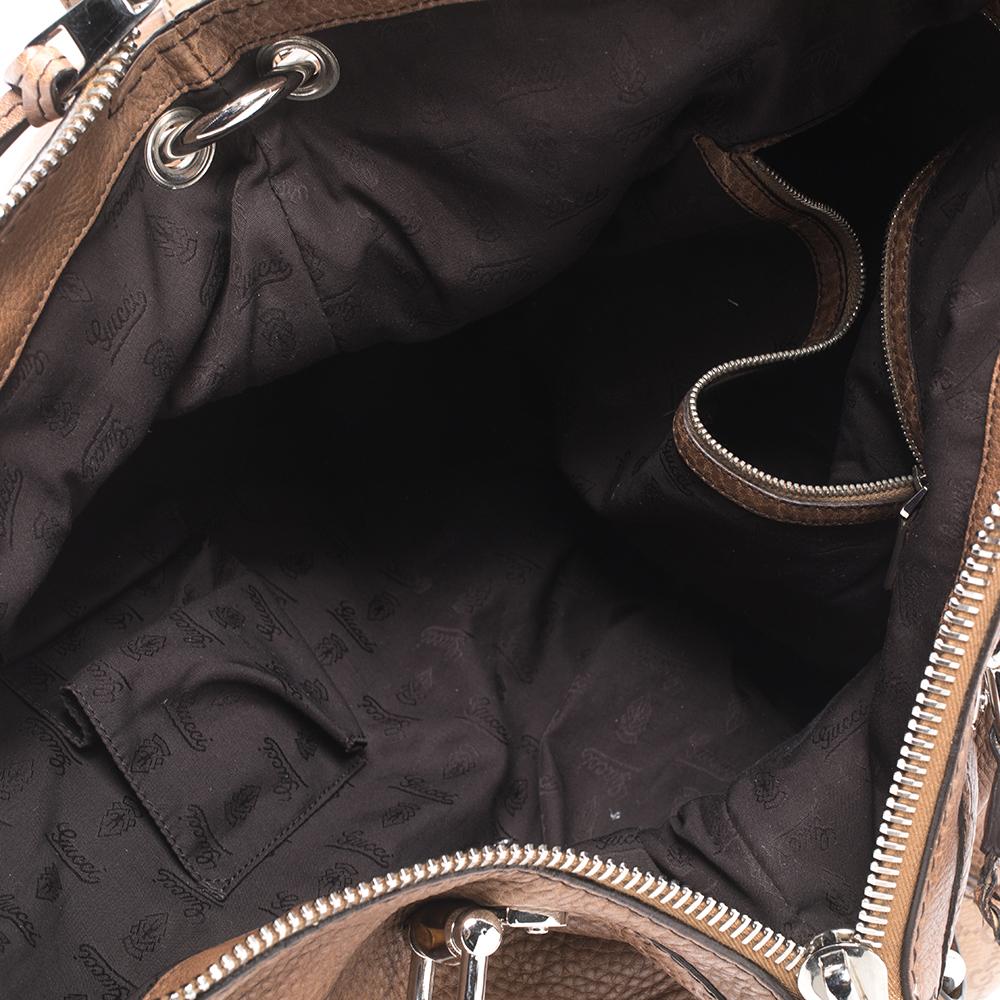 Gucci Brown Leather Bamboo Bar Large Shoulder Bag 2