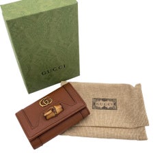 Gucci Braunes Leder Bambus Gold Logo 6 Schlüsseletui Halter Etui