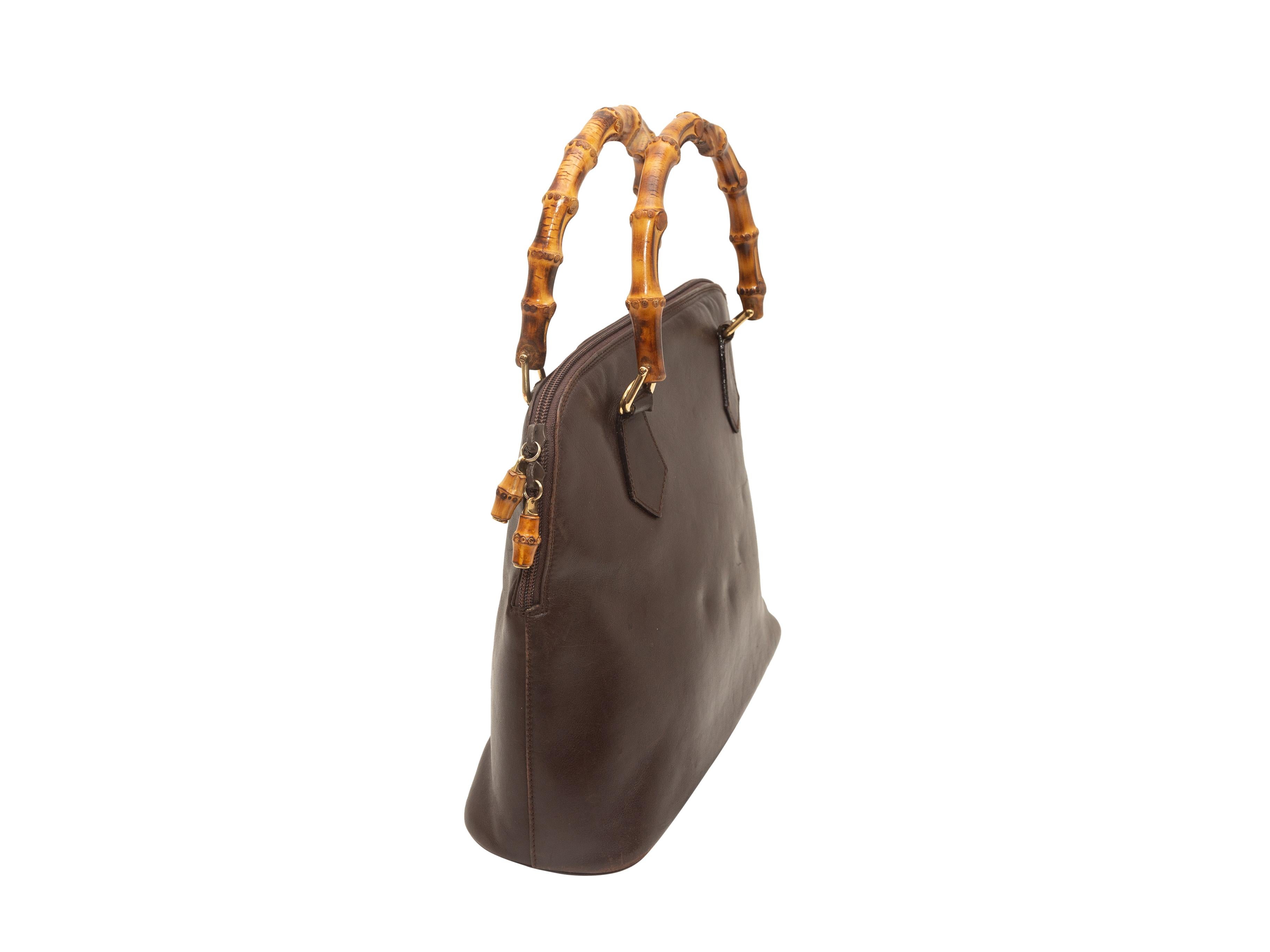 Women's  Gucci Brown Leather & Bamboo Handbag