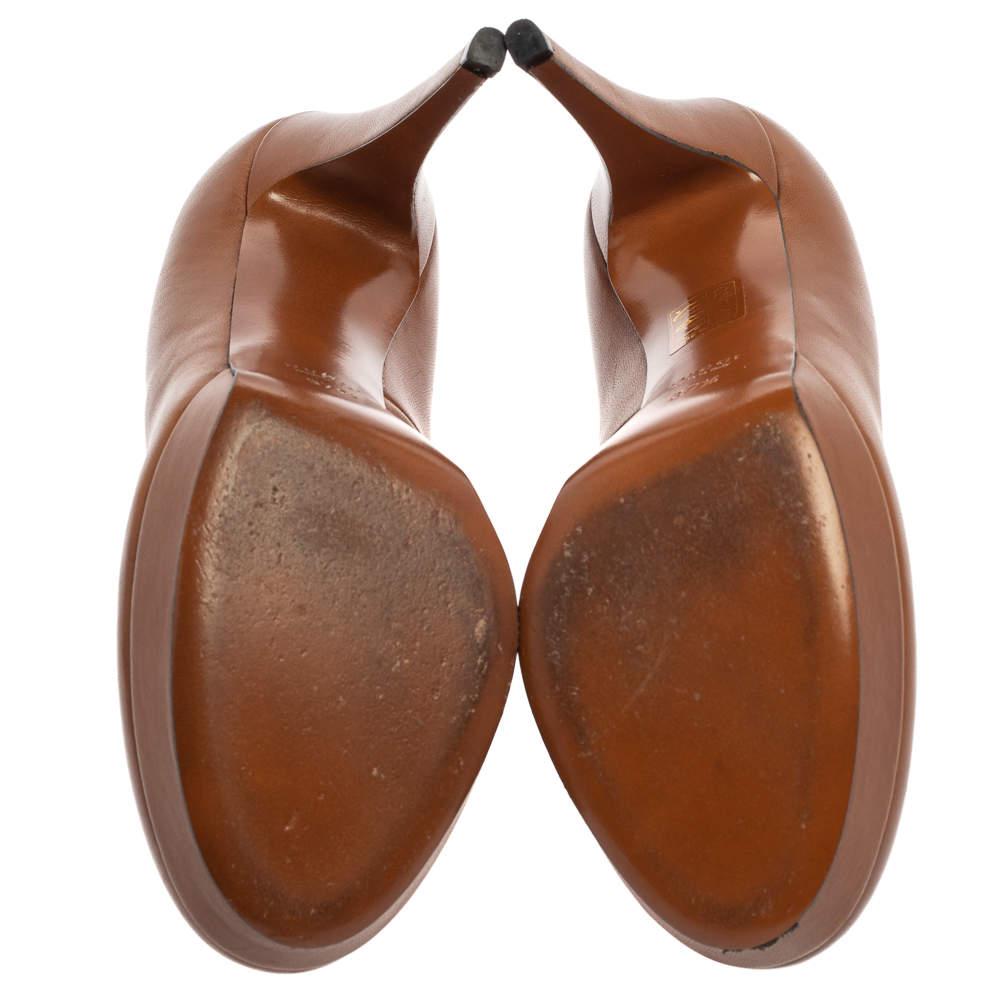 Gucci Brown Leather Betty Platform Pumps Size 37.5 2