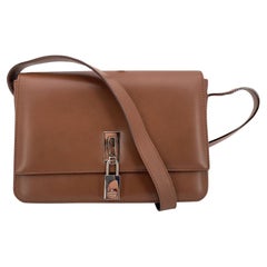 Gucci Borsa a tracolla con lucchetto a scatola in pelle marrone