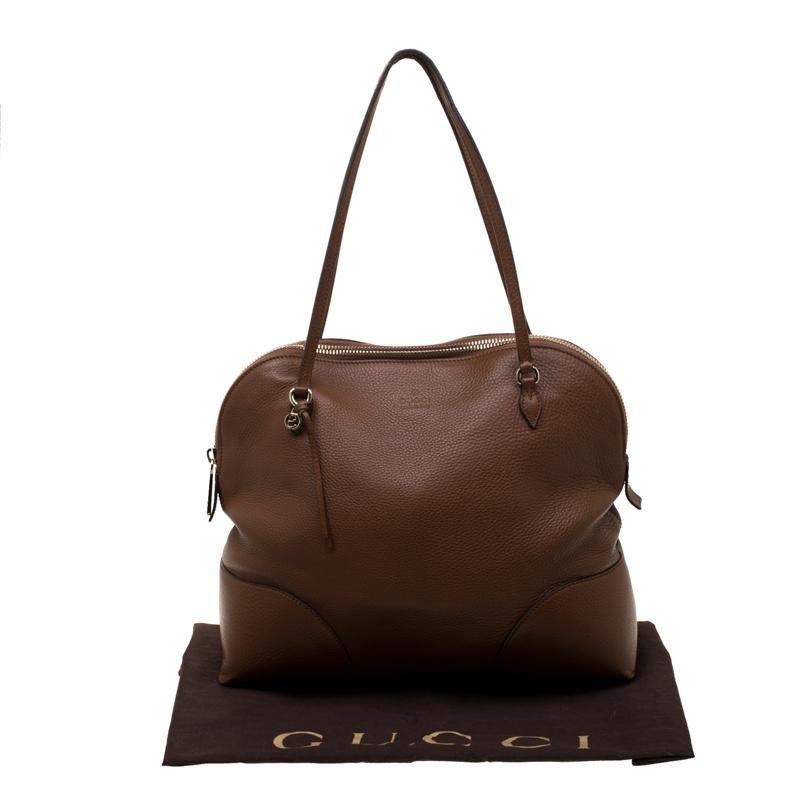 Gucci Brown Leather Bree Dome Satchel 8