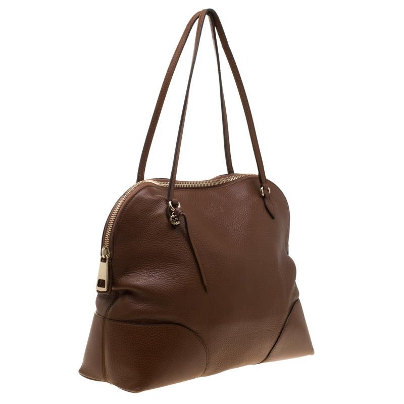 Women's Gucci Brown Leather Bree Dome Satchel