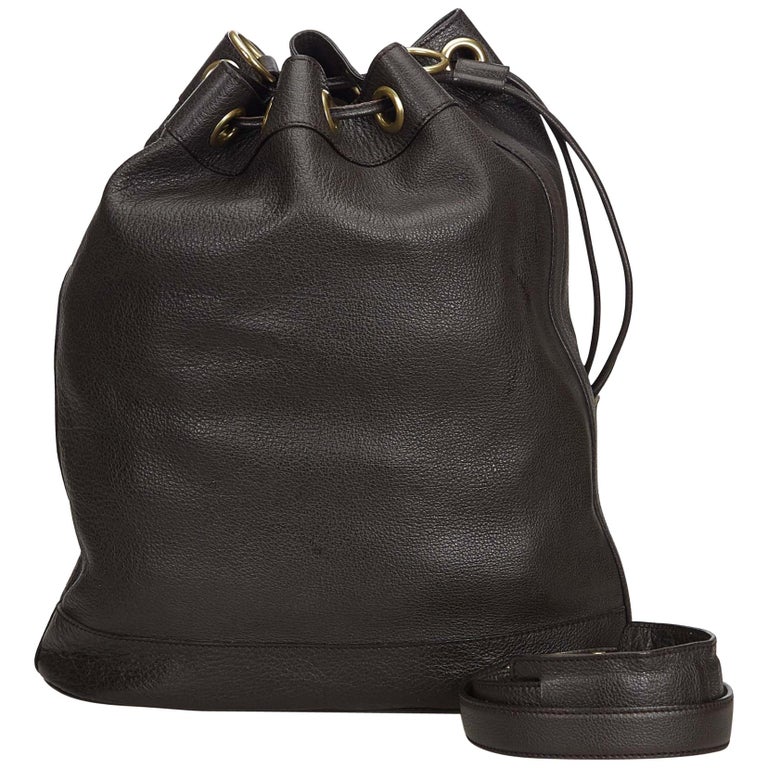 Gucci Brown Leather Bucket Bag at 1stdibs