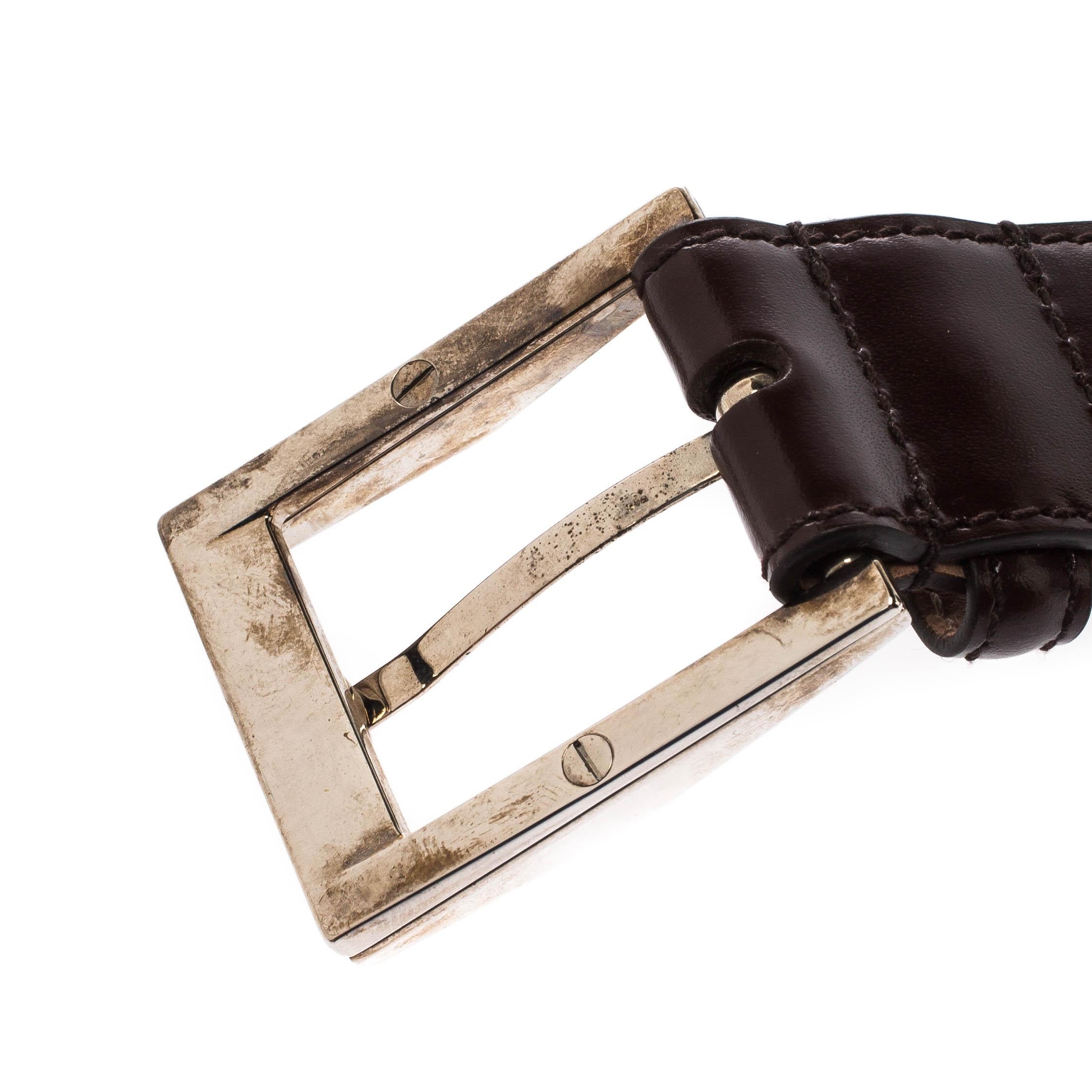 Gucci Brown Leather Buckle Belt 100CM In Excellent Condition In Dubai, Al Qouz 2