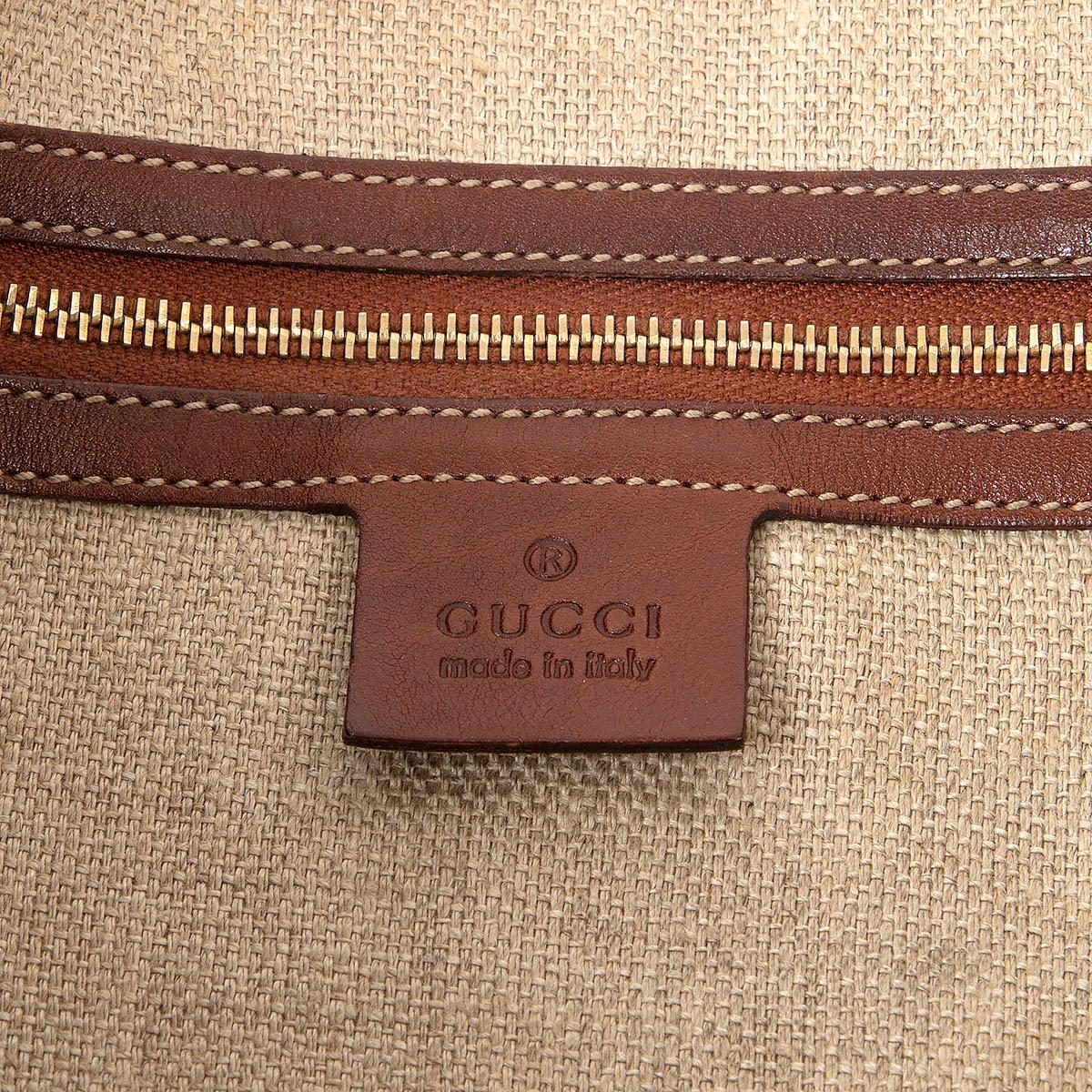 GUCCI brown leather & canvas PELHAM PIGNA GUCCI GARDEN Shoulder Bag In Excellent Condition For Sale In Zürich, CH