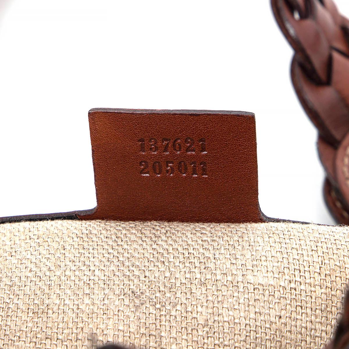 Women's GUCCI brown leather & canvas PELHAM PIGNA GUCCI GARDEN Shoulder Bag For Sale
