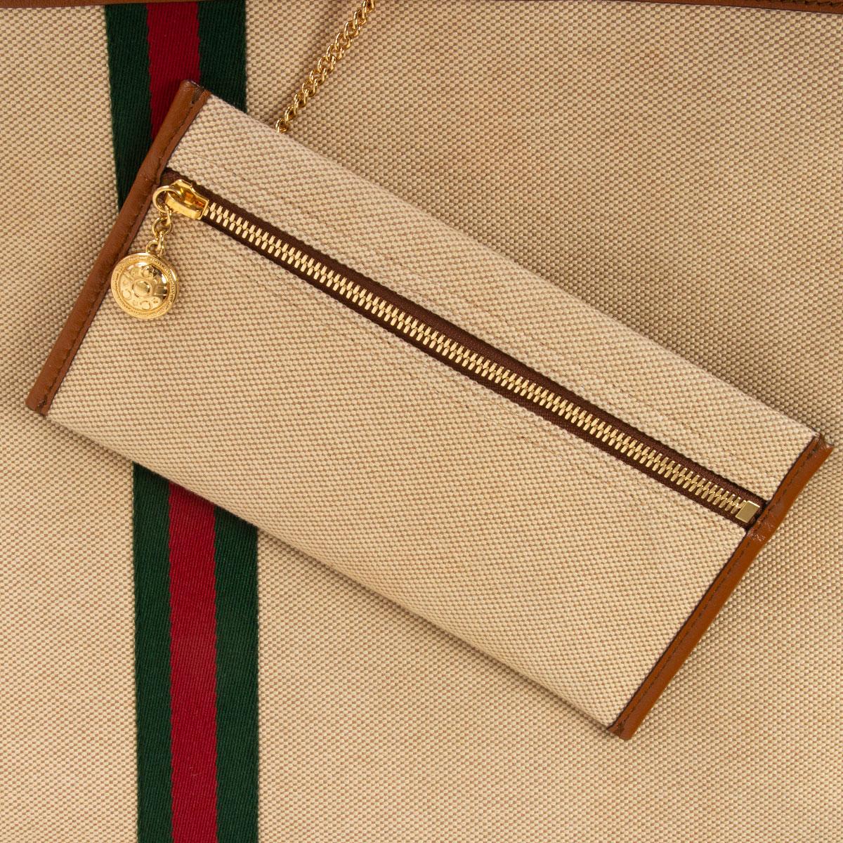 GUCCI brown leather canvas RAJA LARGE TOTE Shoulder Bag In Good Condition In Zürich, CH