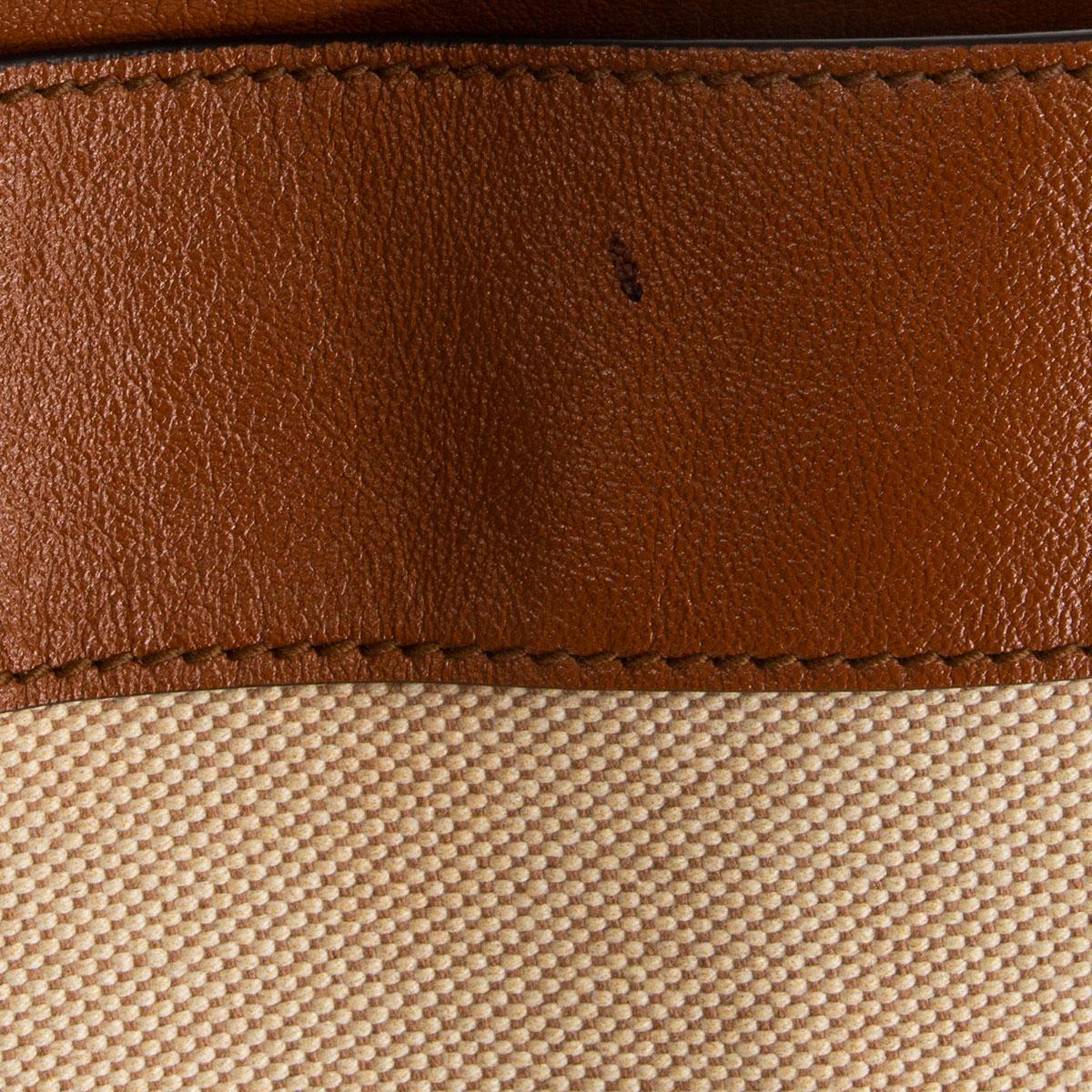 Women's GUCCI brown leather canvas RAJA LARGE TOTE Shoulder Bag