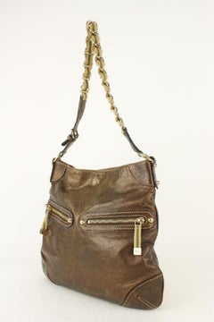 Gucci Brown Leather Capri Ranch Kid Web Chain Hobo shoulder bag 267gk30