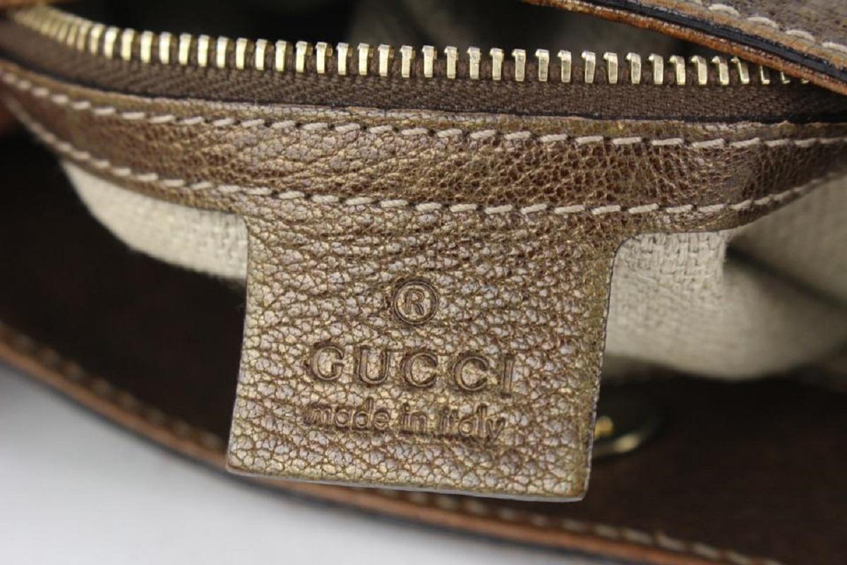 Gucci Brown Leather Capri Ranch Kid Web Chain Hobo shoulder bag 267gk30 In Good Condition For Sale In Dix hills, NY