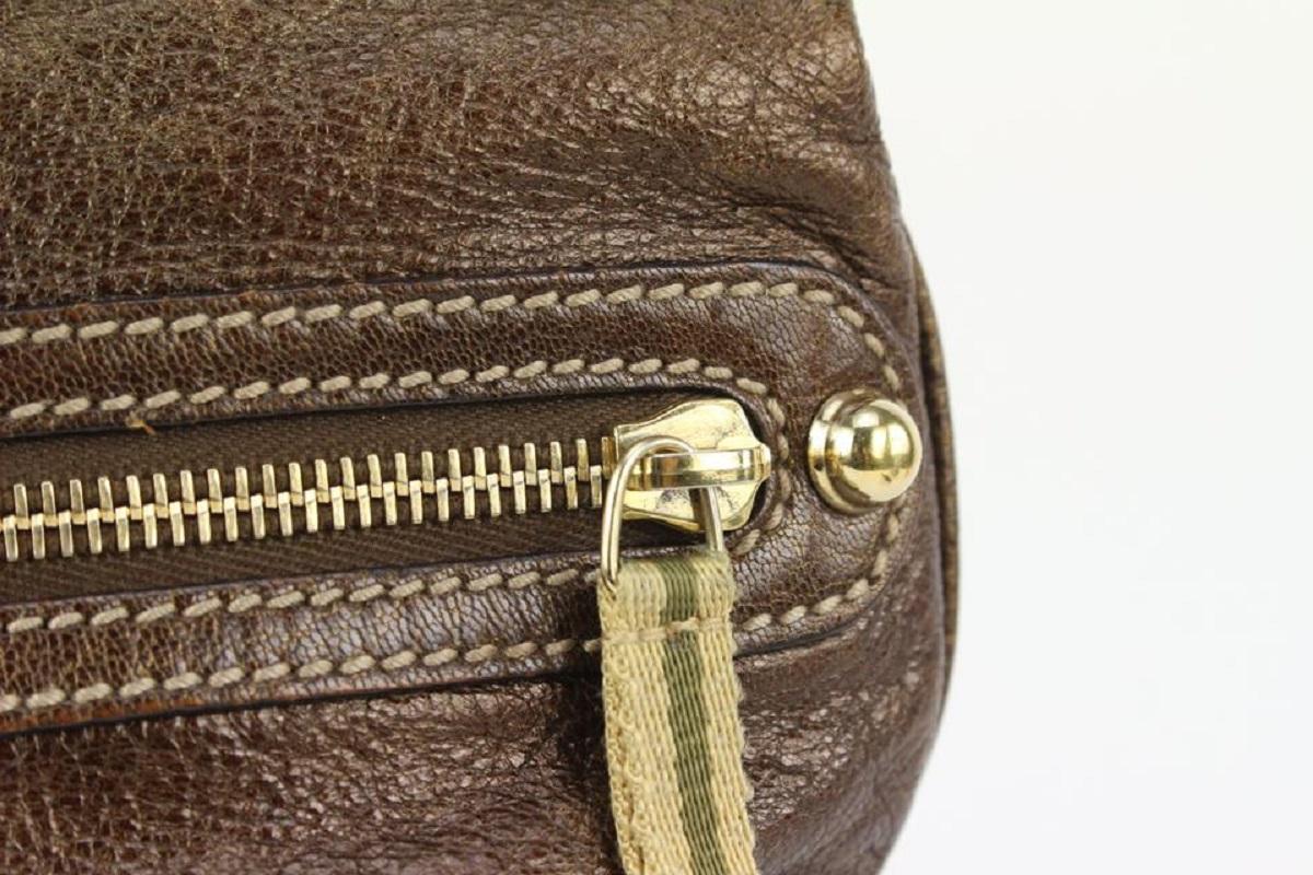 Gucci Brown Leather Capri Ranch Kid Web Chain Hobo shoulder bag 267gk30 For Sale 1
