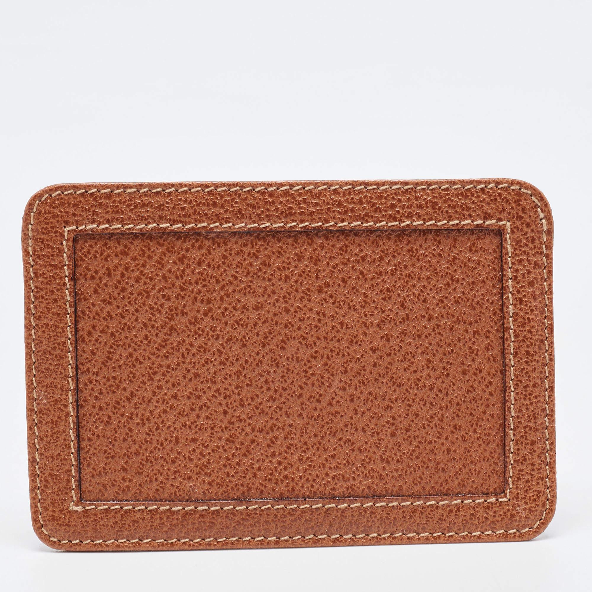 Gucci Brown Leather Card Holder In Good Condition For Sale In Dubai, Al Qouz 2