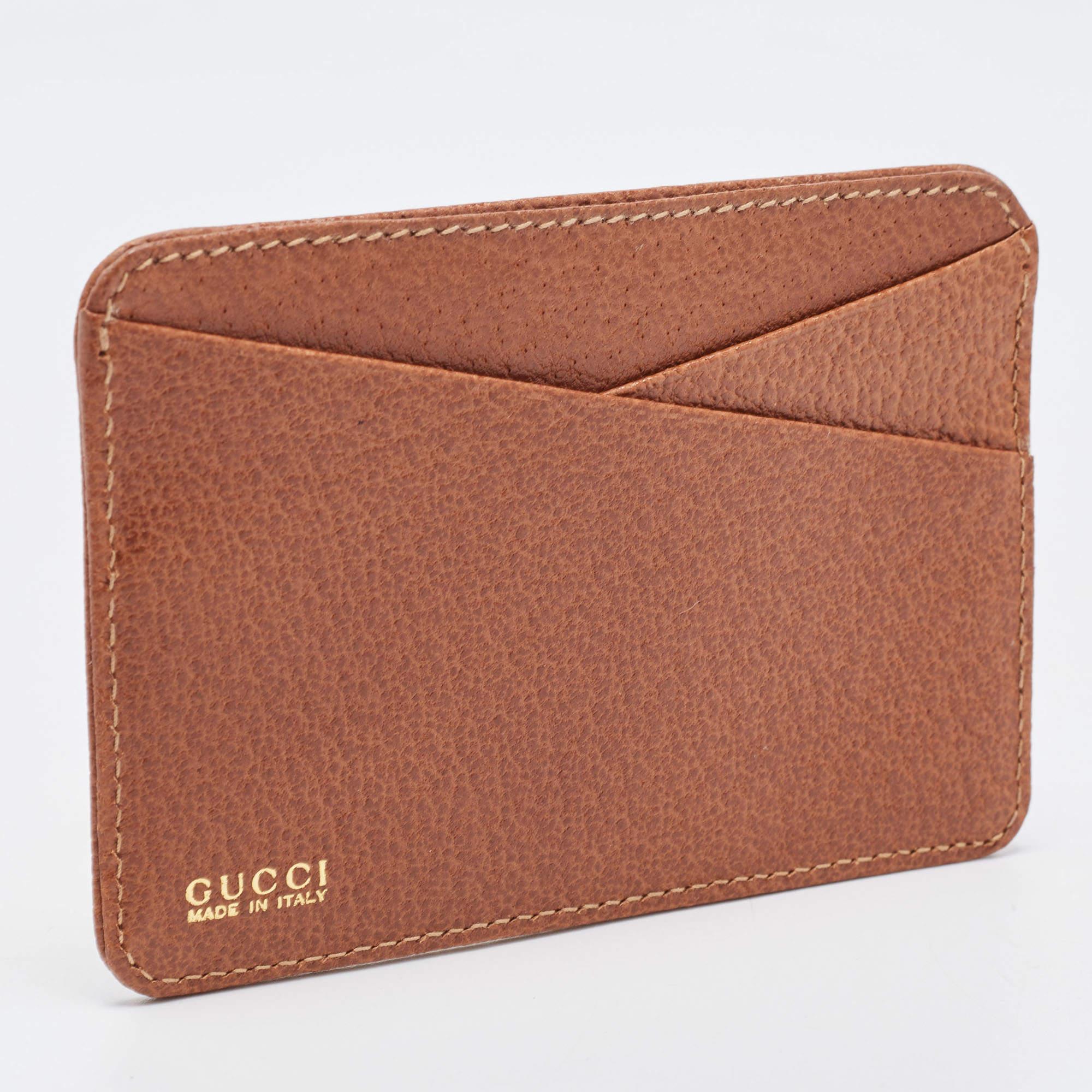 Gucci Brown Leather Card Holder For Sale 3