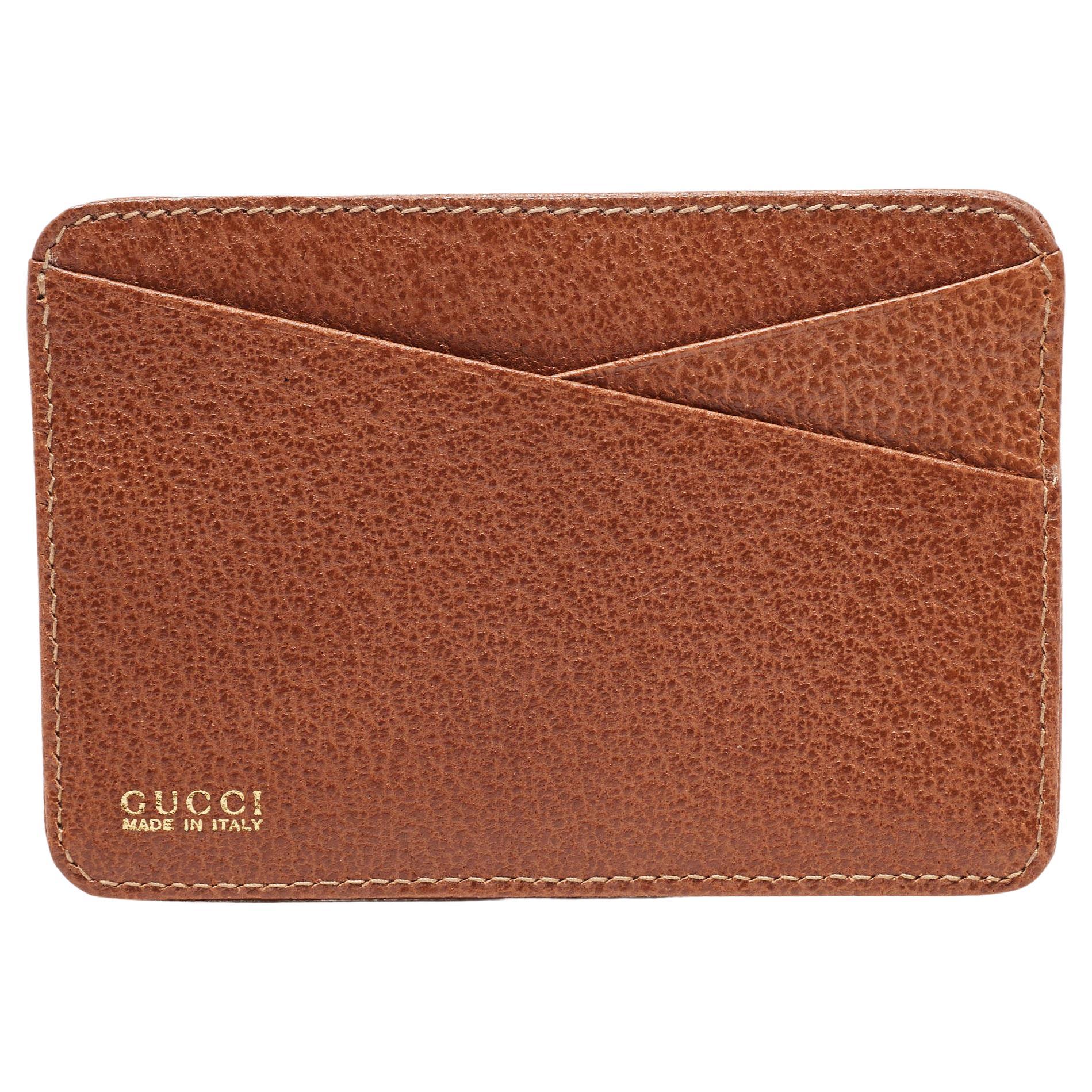 Gucci Brown Leather Card Holder For Sale