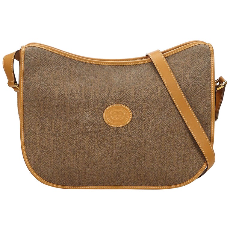 Gucci Brown Leather Crossbody Bag For Sale at 1stDibs