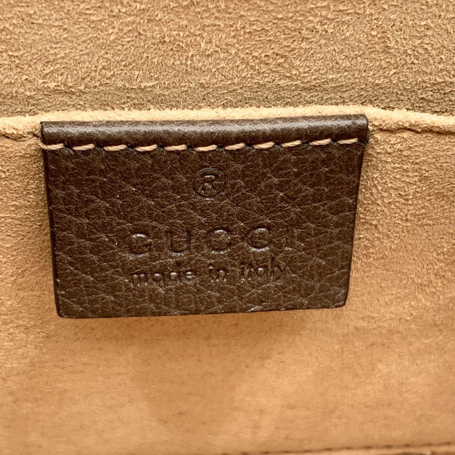 Women's Gucci Brown Leather Crystal Heart Totem Shoulder Bag