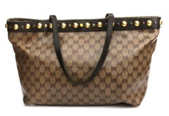 Gucci Brown Leather Crystal Shopper Bag