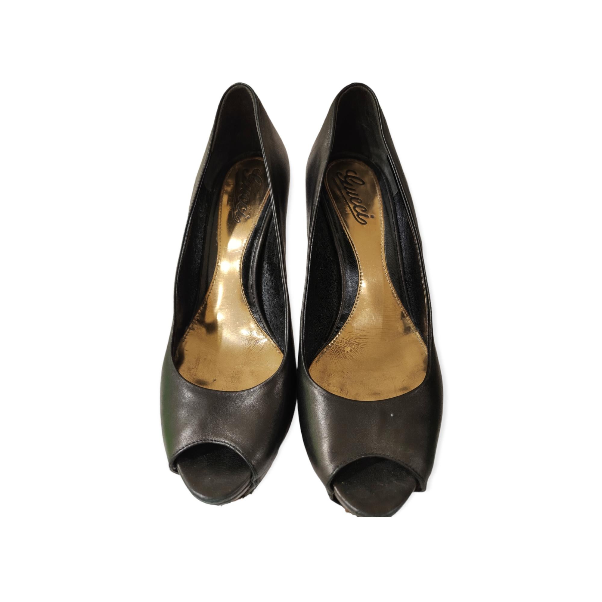 Donna Decollete in pelle marrone Gucci in vendita