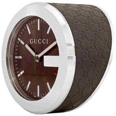 Gucci Brown Leather Desk Decor Clock Watch
