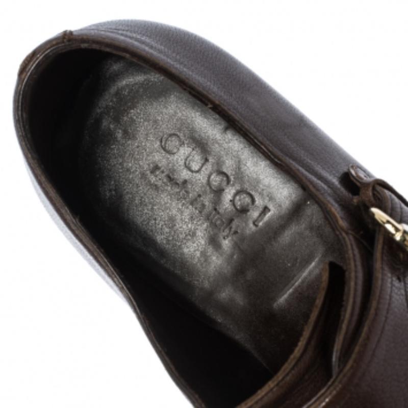 Gucci Brown Leder Double Buckle Monk Strap Oxfords Größe 40 im Angebot 2