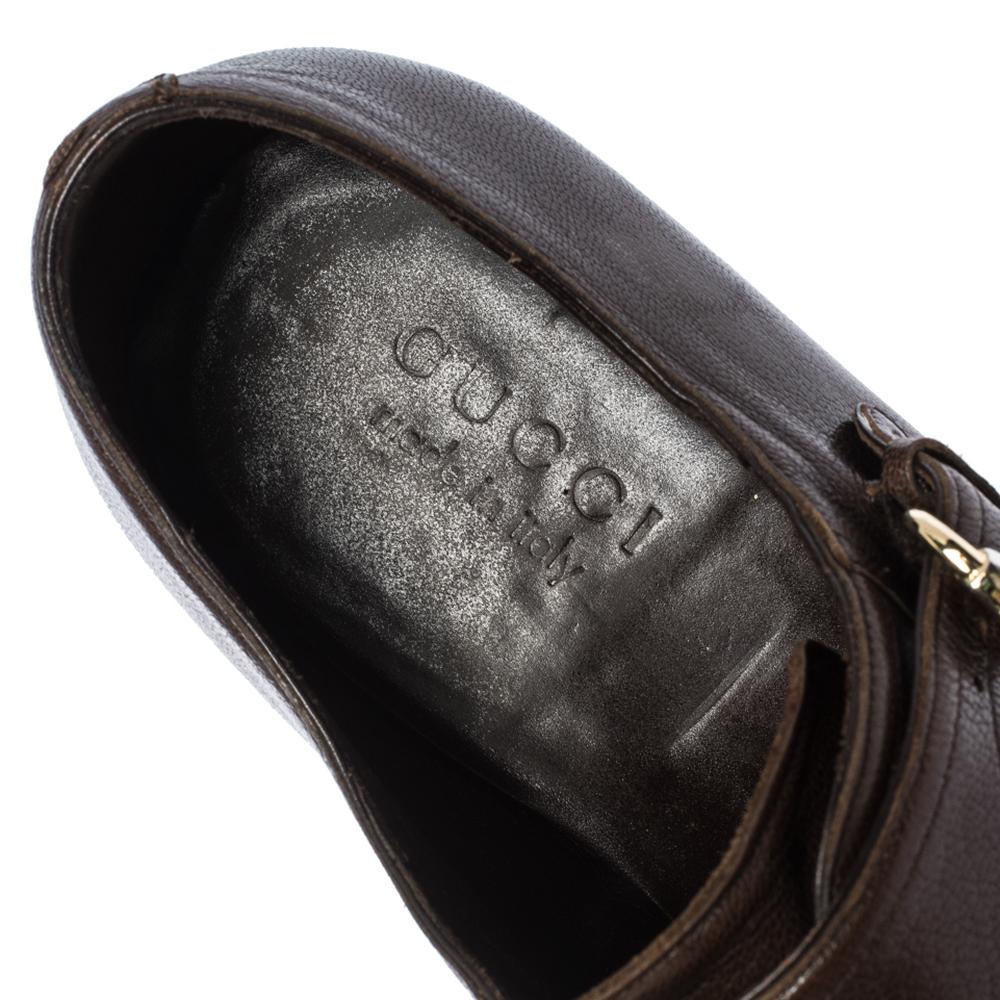 Gucci Oxfords de cuero marrón con doble hebilla y correa de monje Talla 40 2