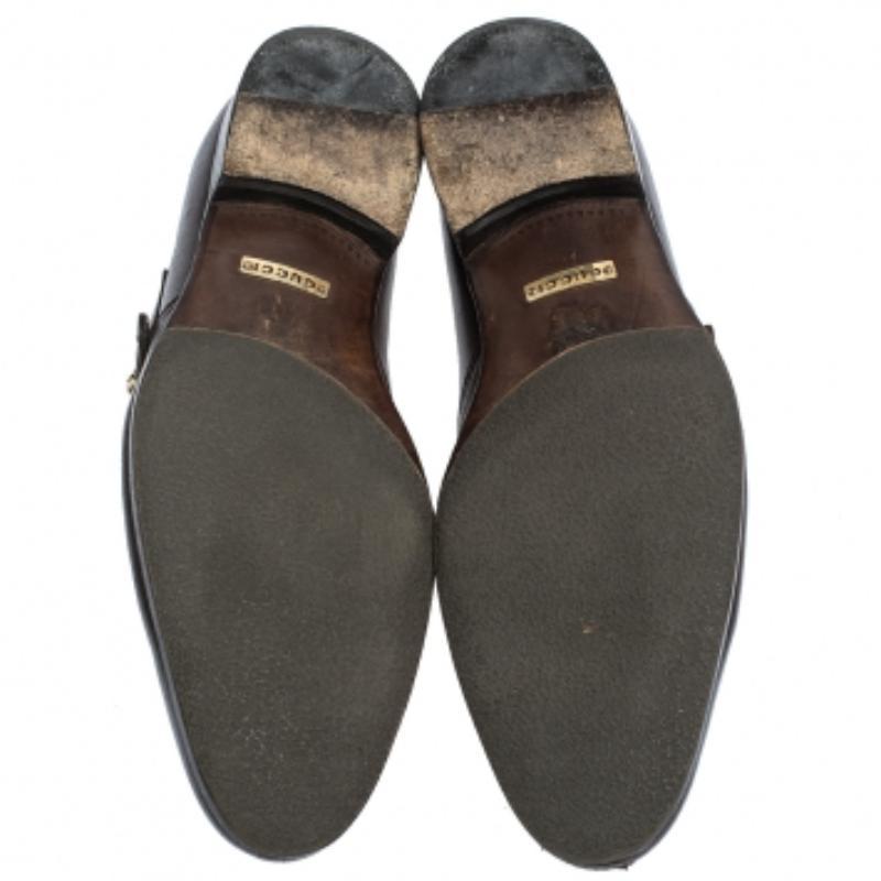 Gucci Brown Leder Double Buckle Monk Strap Oxfords Größe 40 im Angebot 3