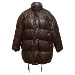 Gucci - Veste polaire en cuir et duvet - marron